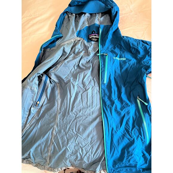 Patagonia Stretch rain wind Jacket Women's blue medium lightweight travel hike - Picture 6 of 8